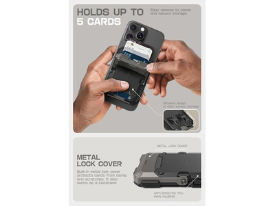 Magnetisk tegnebog med stativ holder 5 kort RFID blokerende sort