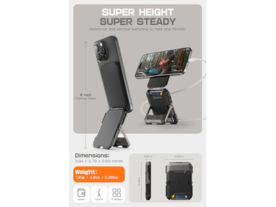 Magnetisk tegnebog med stativ holder 5 kort RFID blokerende sort