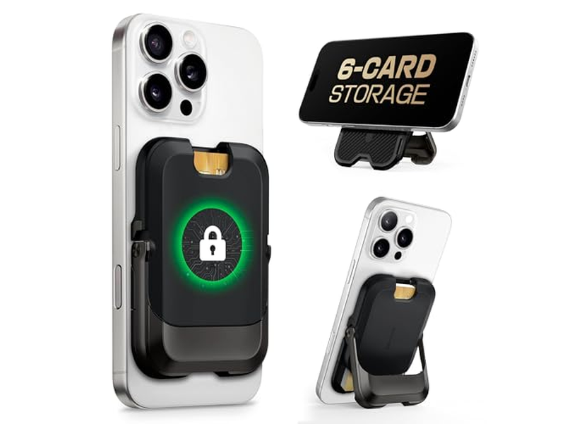 Magnetisk tegnebog med stativ holder 6 kort RFID -blokerende telefonstativ