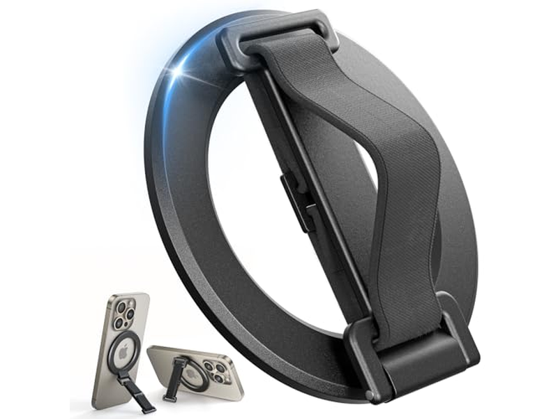 Magsafe telefongreb med fingerrem og kickstand loop sort