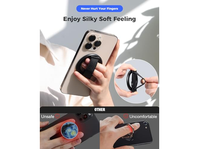 Magsafe telefongreb med fingerrem og kickstand loop sort