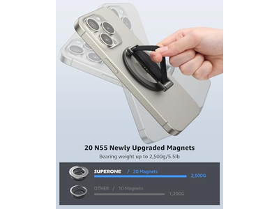 Magsafe telefongreb med fingerrem og kickstand loop sort