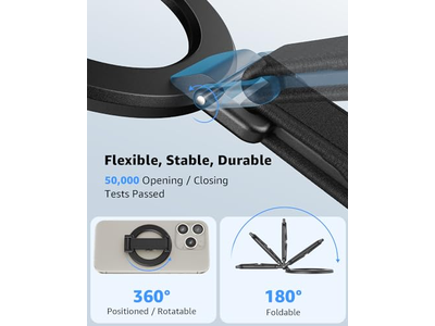 Magsafe telefongreb med fingerrem og kickstand loop sort