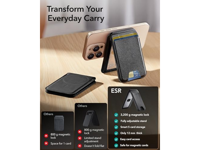 Magsafe tegnebog 5 kortholder RFID blokerende slank justerbar stativ