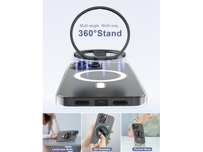 Telefongreb står med fingerrem og magnetisk ringholder kickstand