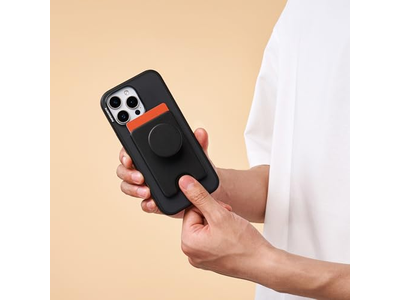 Telefon tegnebog med ekspanderende greb og magsafe adapter ring - sort