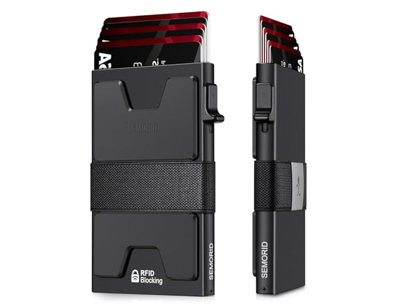 Slim aluminiumskortholder tegnebog RFID -blokering indeholder 12plus -kort plus