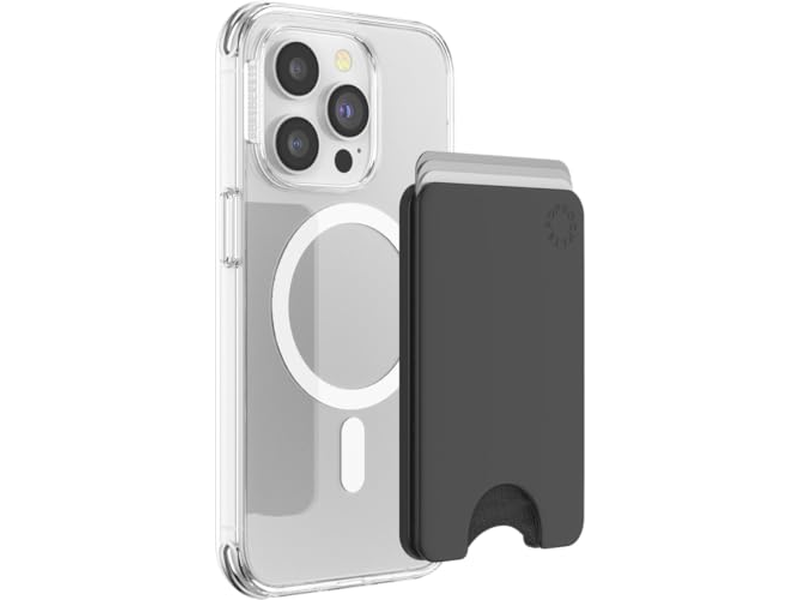 Slim telefon tegnebog og kortholder trådløs opladning kompatibel - blac