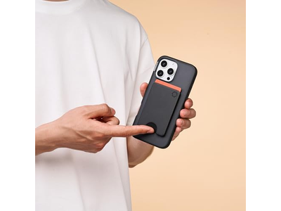 Slim telefon tegnebog og kortholder trådløs opladning kompatibel - blac