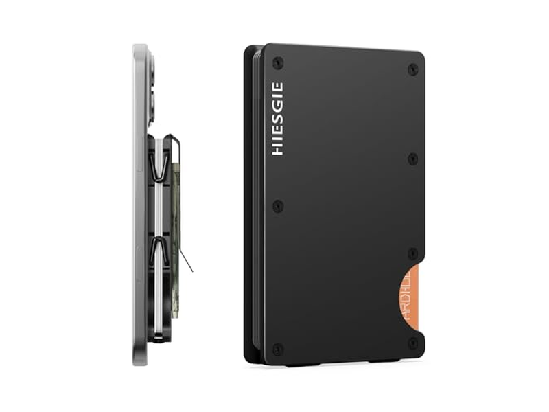 Slim tegnebog med penge klip RFID blokerende metalkortholder sort