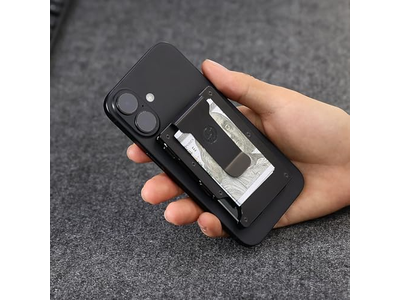 Slim tegnebog med penge klip RFID blokerende metalkortholder sort