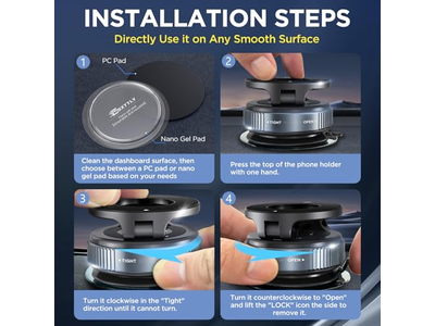 Sugning Cup -telefonmontering med vaskbare nano -gelpuder