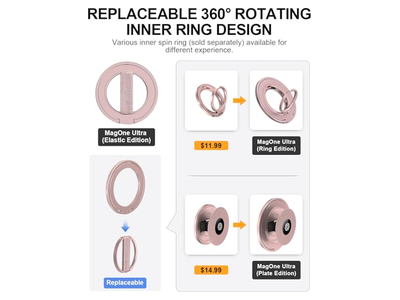 Ultra -telefongreb står med udskiftelig elastisk loop og magnetisk greb