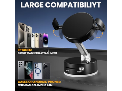 Vakuummagnetisk telefonholder med klemme